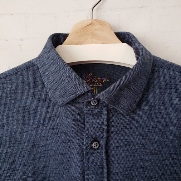 Luchiano Visconti Blue Oxford Button Front Shirt Mens Size L Long Sleeve Dressy - Picture 5 of 10